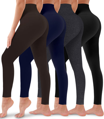 4 Pack Leggings for Women Butt Lift High Waisted Tummy Control No See-Through Yoga Pants Workout Running Leggings