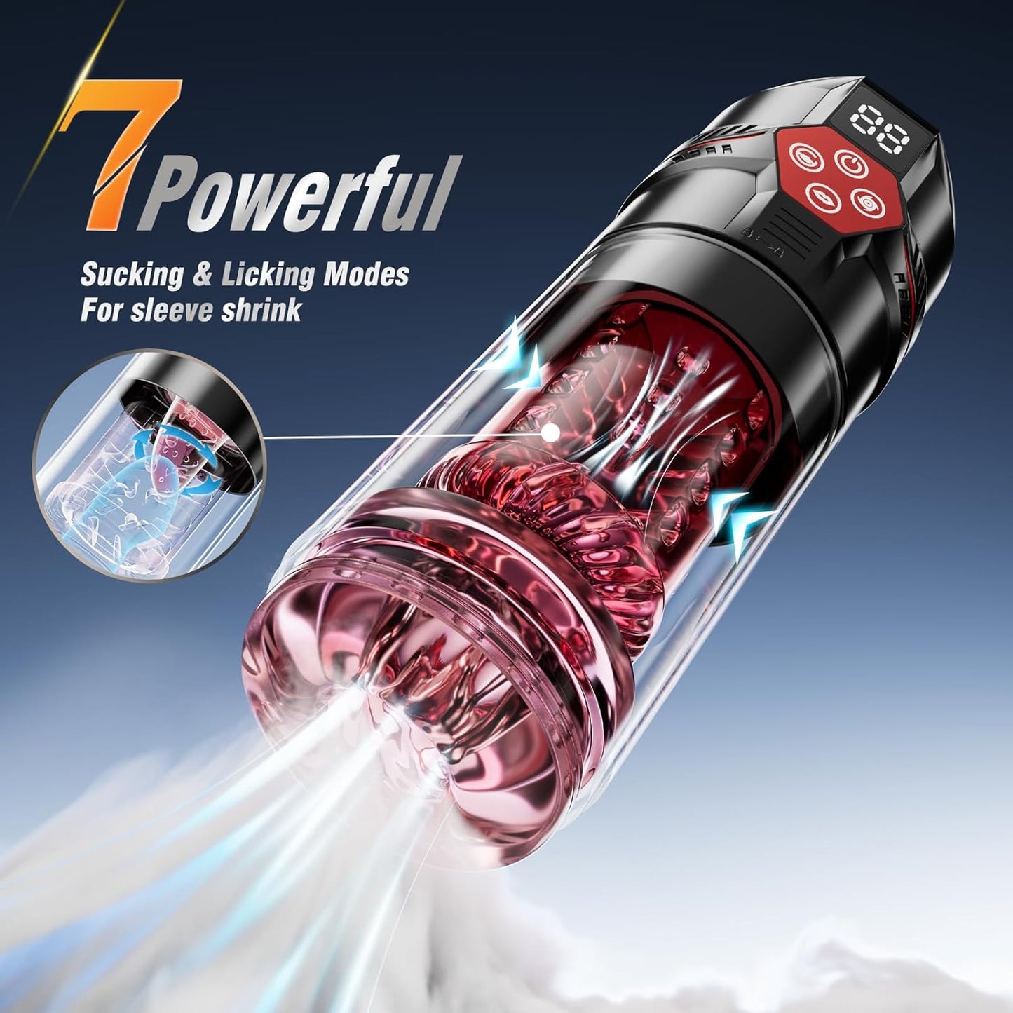 Male Masturbator Penis Pump - Male Sex Toys for Men with Upgrade 12 S Vacuum Pump & 7 Thrusting Rotating Vibrating Sucking Licking LCD Adult Toys Mens Sex Toys Pumps & Enlargers