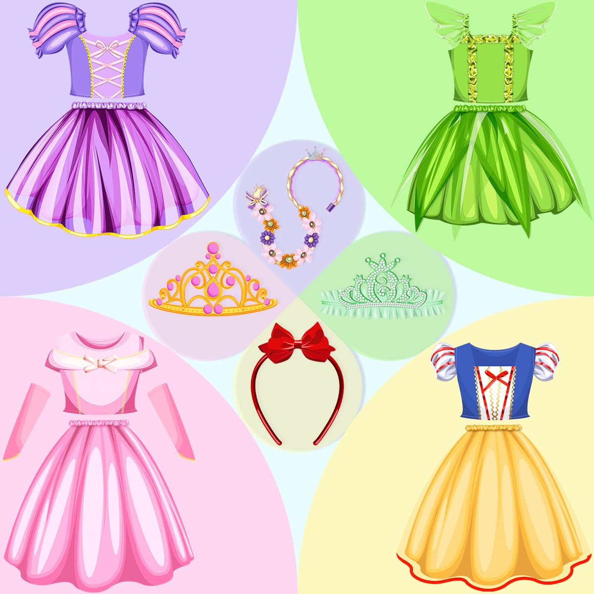 Meland Princess Dress Up - Dress Up Clothes for Girls with Toys Birthday Gift for Toddler Girls 3,4,5,6,7,8 Years