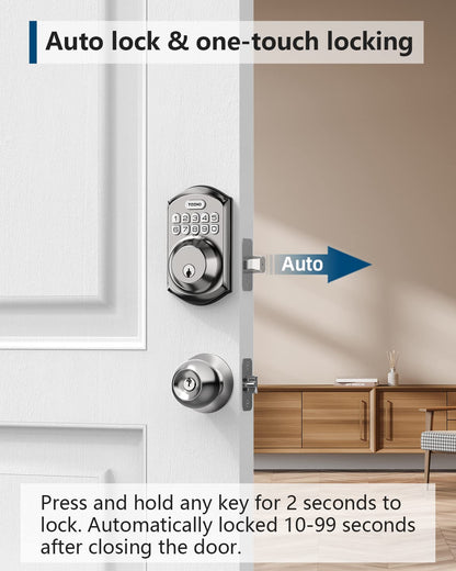 TEEHO TE001 Keyless Entry Door Lock with Keypad - Smart Deadbolt Lock for Front Door with 2 Keys - Auto Lock - Easy Installation - Matte Black