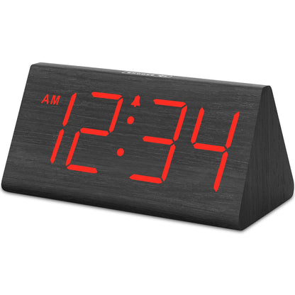 DreamSky Wooden Digital Alarm Clocks for Bedrooms - Electric Desk Clock with Large Numbers, USB Port, Loud Alarm for Heavy Sleepers, Adjustable Volume, Dimmer, Snooze, DST, 12/24H, Wood Décor Gifts