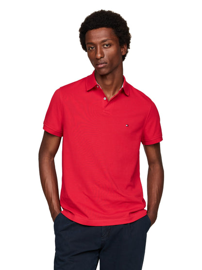 Tommy Hilfiger Men's Short Sleeve Polo Shirts in Slim Fit with Stretch and Organic Pique Cotton