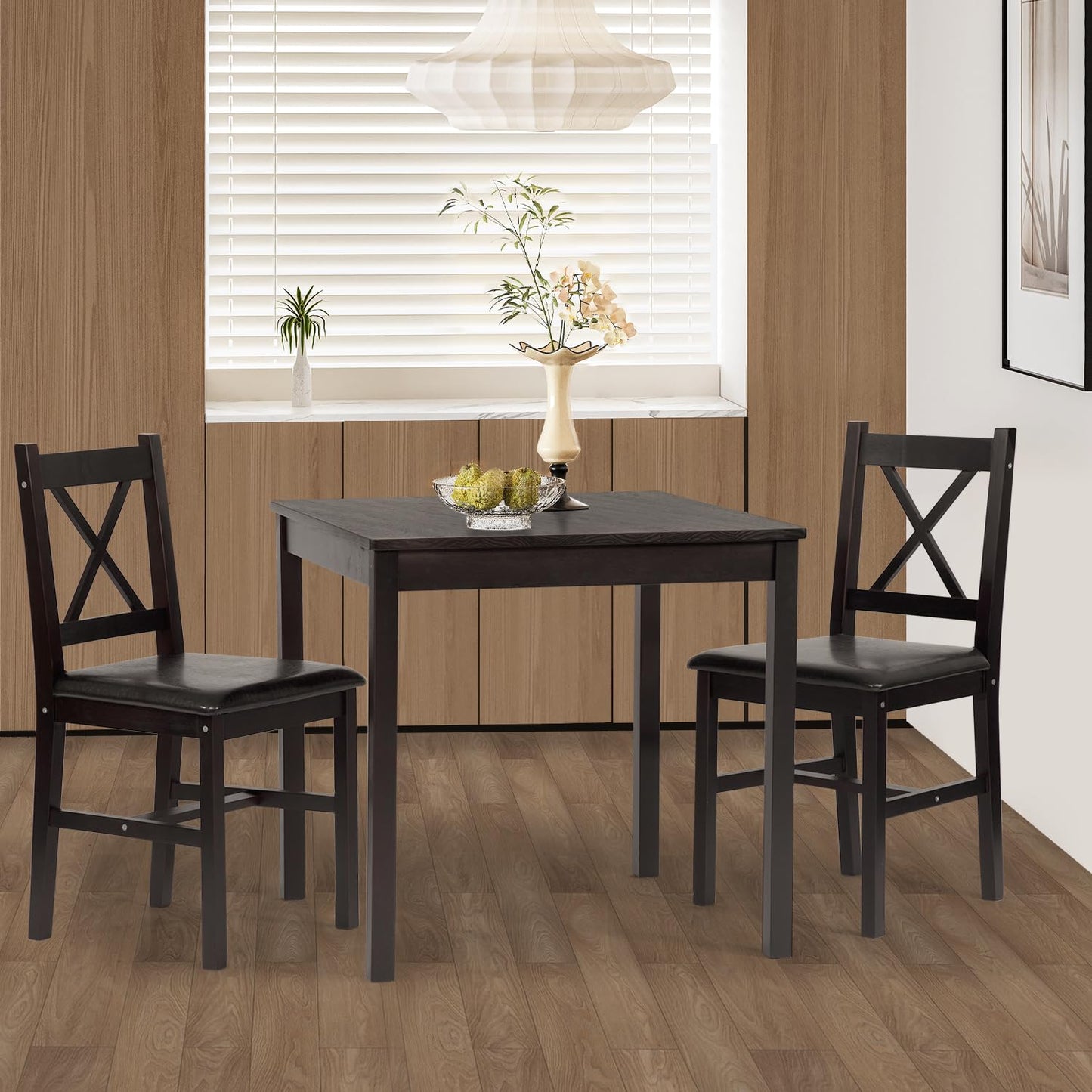 FDW Kitchen Table and Chairs for 4 Dining Room Table Set,Wood Elegant Kitchen Sets for Small Space,Dark Brown