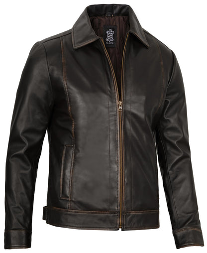 Decrum Mens Leather Jacket - Real Lambskin Classic Vintage Style Leather Jackets For Men