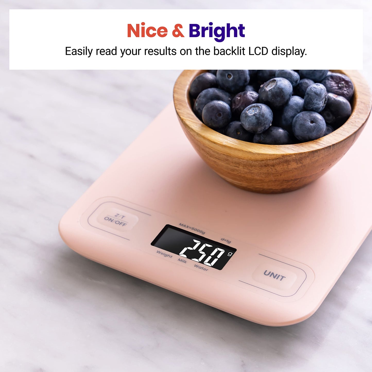 Etekcity Food Kitchen Scale, Digital Grams and Ounces for Weight Loss, Baking, Cooking, Keto and Meal Prep, LCD Display, Medium, 304 Stainless Steel