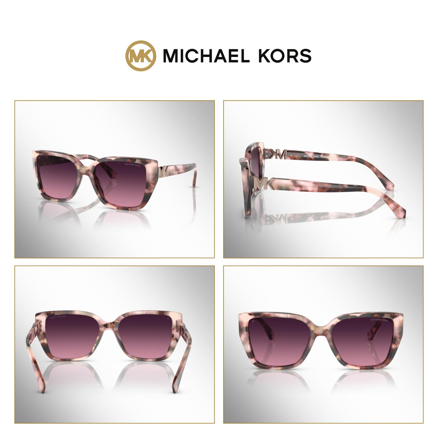 Michael Kors Acadia MK2199 Rectangle Sunglasses for Women + BUNDLE With Designer iWear Complimentary Eyewear Kit