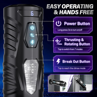 Automatic Male Masturbator Sex Toys for Men - Adult Toy Male Sex Toys with 7 Thrusting & 7 Rotating Modes,Hands Free Pocket Pussy Sex Machine with Visual Window & Suction Base Electric Penis Pump