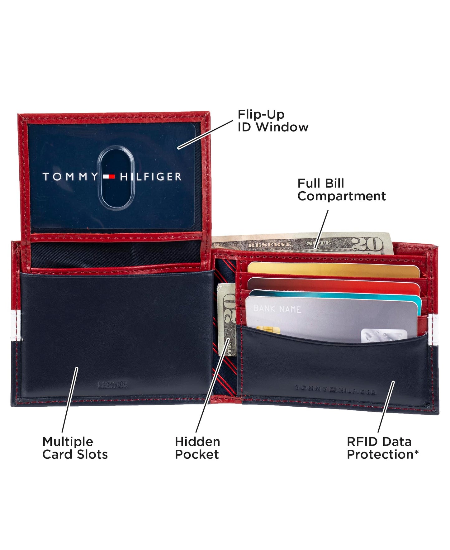 Tommy Hilfiger Men's Classic Bifold Wallet with ID Window and Multiple Card Slots