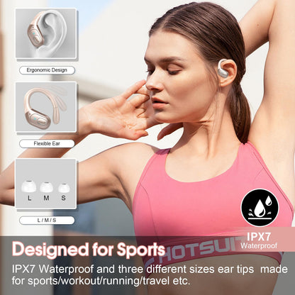 Wireless Earbuds 75hrs Bluetooth 5.4 Headphone Sport, 2025 Bluetooth Earbuds Stereo Deep Bass Over Ear Bud with Earhooks, ENC Noise Cancelling Mic, IPX7 Waterproof Earphone for Workout/Running