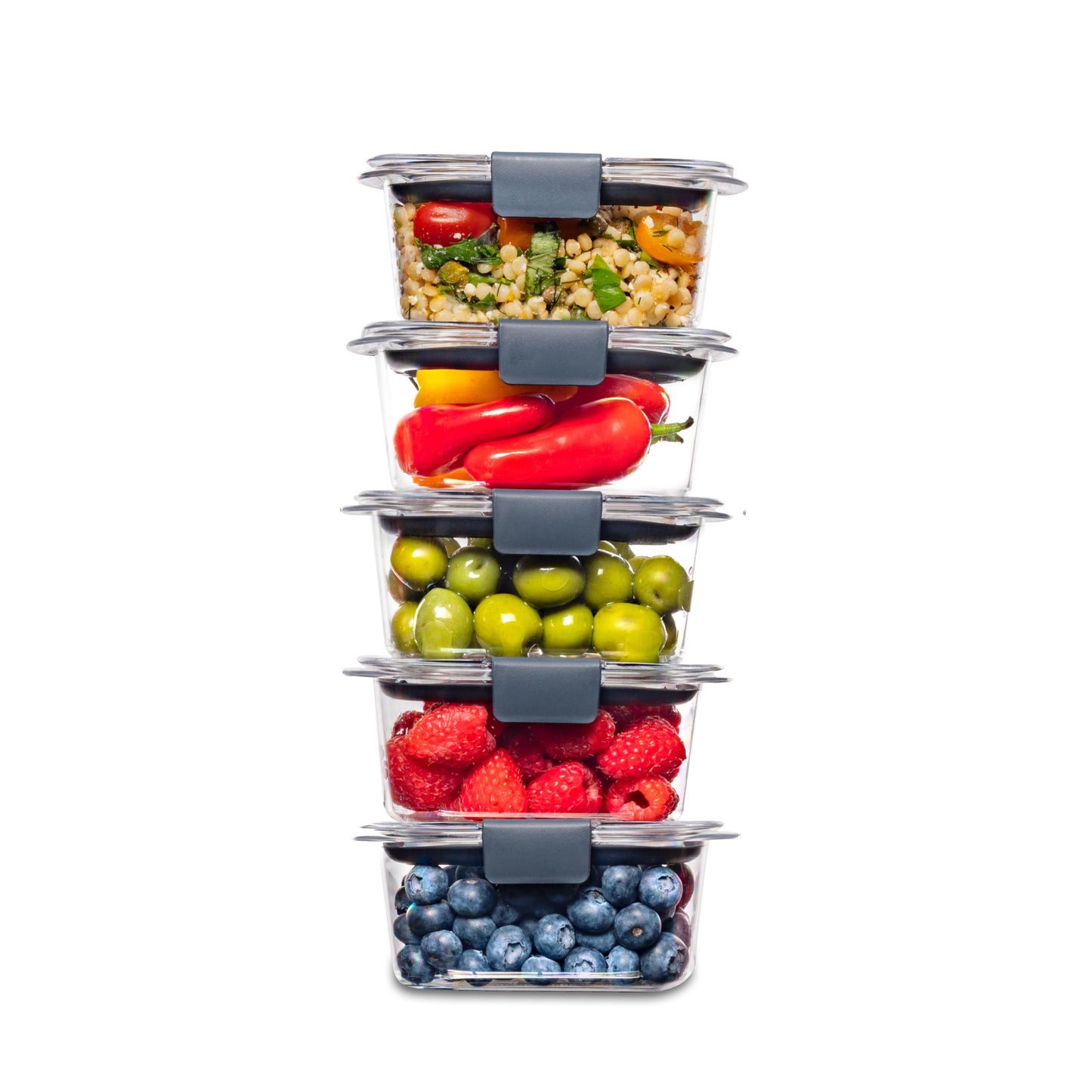 Rubbermaid Brilliance Food Storage Containers, BPA Free, Airtight Lids, Ideal for Lunch, Meal Prep & Leftovers, Set of 5 (3.2 Cup)