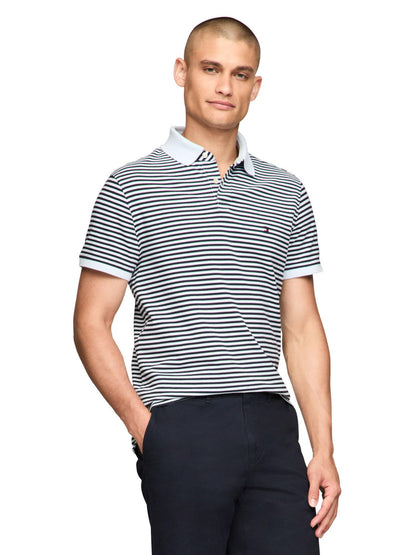 Tommy Hilfiger Men's Short Sleeve Polo Shirts in Slim Fit with Stretch and Organic Pique Cotton