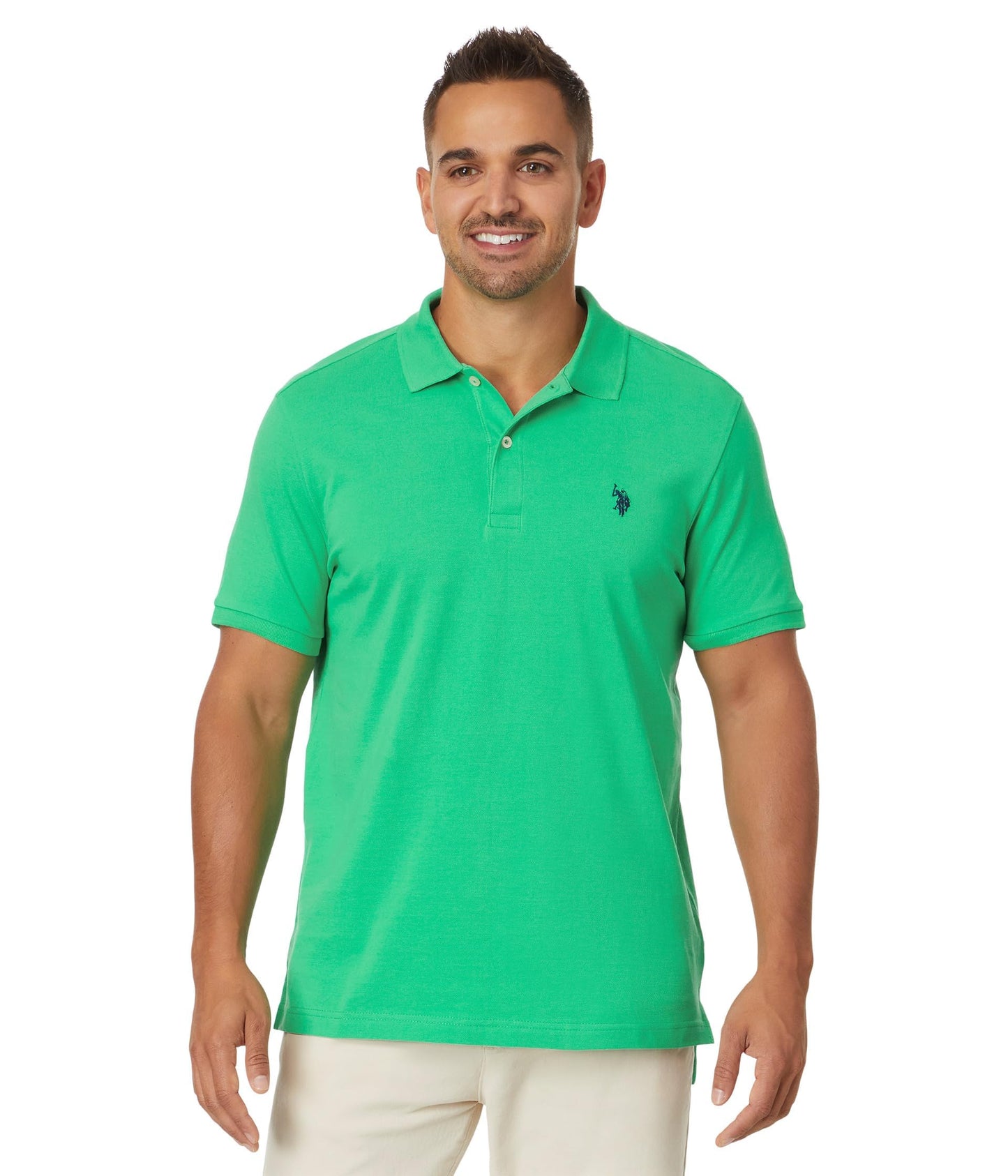 U.S. Polo Assn. Men's Classic Polo Shirt, Two-Button Closure Pique Polo Shirt, Summer Fashion Golf Shirt