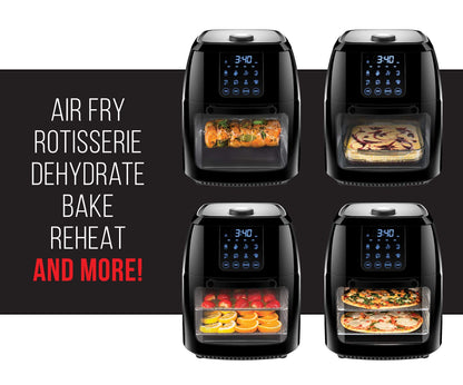 CHEFMAN Multifunctional Digital Air Fryer+ Rotisserie, Dehydrator, Convection Oven, 17 Touch Screen Presets Fry, Roast, Dehydrate, Bake, XL 10L Family Size, Auto Shutoff, Large Easy-View Window, Black