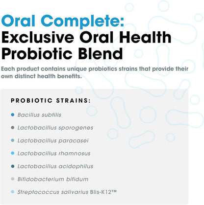 Oral Complete 11-in-1 Dental Probiotics, Bad Breath Treatment Halitosis Tonsil Stone with Non-GMO with BLIS K12, Ashwagandha and Collagen, 120 Capsules