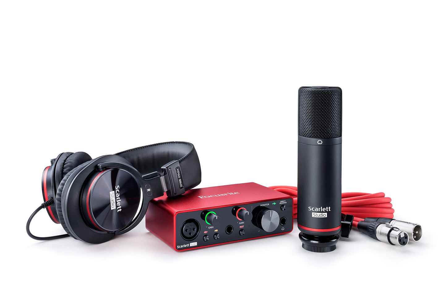 Focusrite Scarlett Solo Studio 4th Gen USB Audio Interface Bundle for the Songwriter, Guitarist or Vocalist with Condenser Microphone and Headphones for Recording, Songwriting, and Podcasting