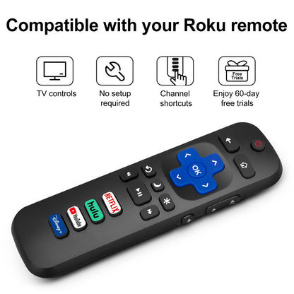 (Pack of 2) Replacement-Remote-Control for Roku-TV,Compatible for TCL Roku/Hisense Roku/Onn Roku/Philips Roku Smart TVs(Not for Stick and Box)