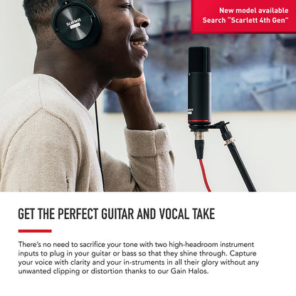 Focusrite Scarlett Solo Studio 4th Gen USB Audio Interface Bundle for the Songwriter, Guitarist or Vocalist with Condenser Microphone and Headphones for Recording, Songwriting, and Podcasting