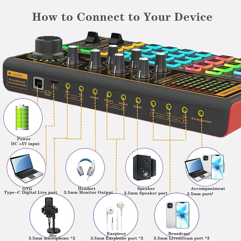 Podcast Equipment Bundle, BM-800 Recording Studio Package with Voice Changer, Live Sound Card - Audio Interface for Laptop Computer Vlog Living Broadcast Live Streaming YouTube TikTok (AM100-V8)