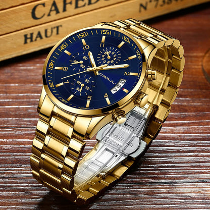 CRRJU Men's Fashion Stainless Steel Watches Date Waterproof Chronograph Wrist watches,Stainsteel Steel Band Waterproof Watch