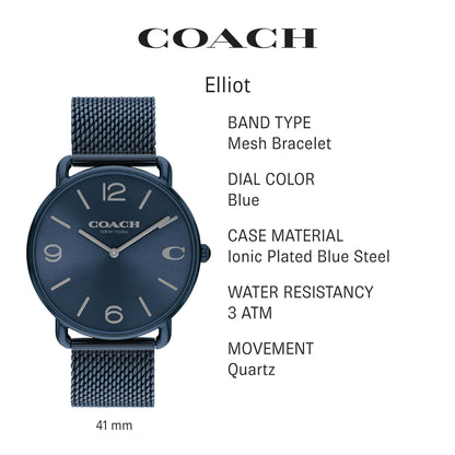 Coach Elliot Men's Watch| Contemporary Elegance with Signature Detailing | Fashion Timepiece for Everyday Wear