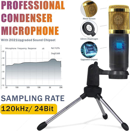 SINWE Podcast Microphone Bundle, BM-800 Condenser Mic with Live Sound Card Kit, Podcast Equipment Bundle with Voice Changer and Mixer Functions for PC Smartphone Studio Recording & Broadcasting