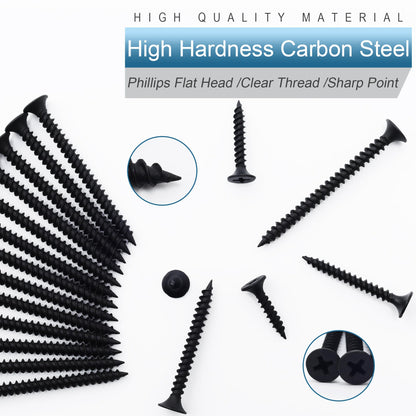 High Hardness Wood Screws Assortment Kit, 209 pcs, Phillips Drive Flat Head, Wood Screws, Screws, Drywall Screws, Assorted Screws, Screws Set, 6 Sizes (2”,1-1/2”,1-1/4”,1”,3/4”,1/2”)