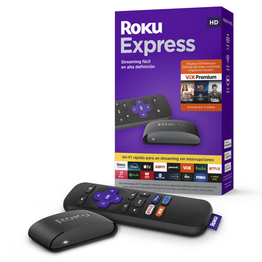 Roku Express | HD Roku Streaming Device with Standard Remote (no TV controls), Free & Live TV