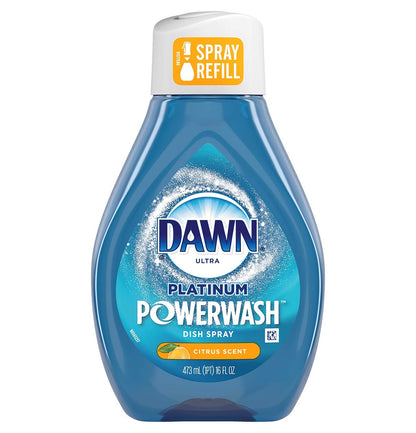 Dawn Platinum Powerwash Dish Spray, Dish Soap Liquid, Fresh Scent Bundle, 1 Spray (16oz) + 3 Refills (16oz each)(Pack of 4)