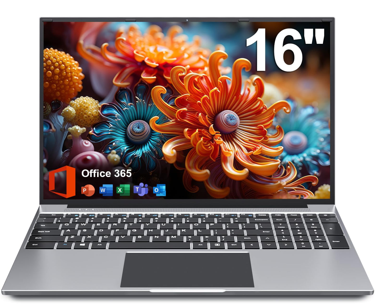 16 inch Laptop, 12GB RAM 256GB Storage Laptop Computer, 5305U Processor, 1920x1200 IPS FHD Display, WiFi, Bluetooth, Webcam, Type-C, 38Wh Battery