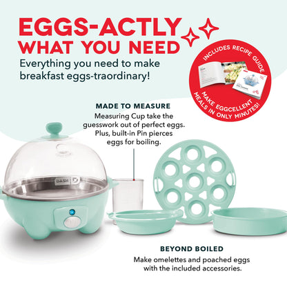 DASH Rapid Egg Cooker: 7 Egg Capacity Electric Egg Cooker for Hard Boiled Eggs, Poached Eggs, Scrambled Eggs, or Omelets with Auto Shut Off Feature - Black