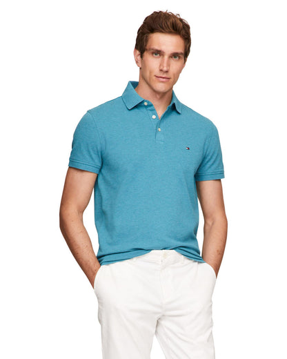 Tommy Hilfiger Men's Short Sleeve Polo Shirts in Slim Fit with Stretch and Organic Pique Cotton