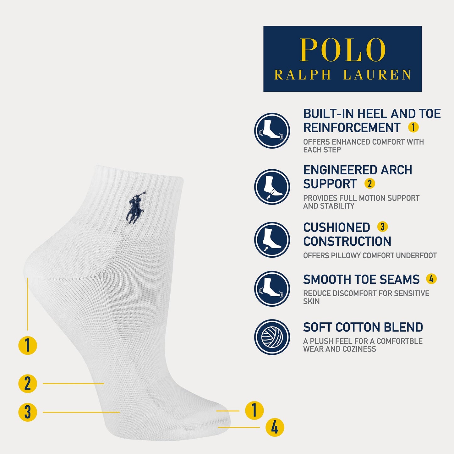 Polo Ralph Lauren Women's Cushion Quarter Socks (6 Pairs)