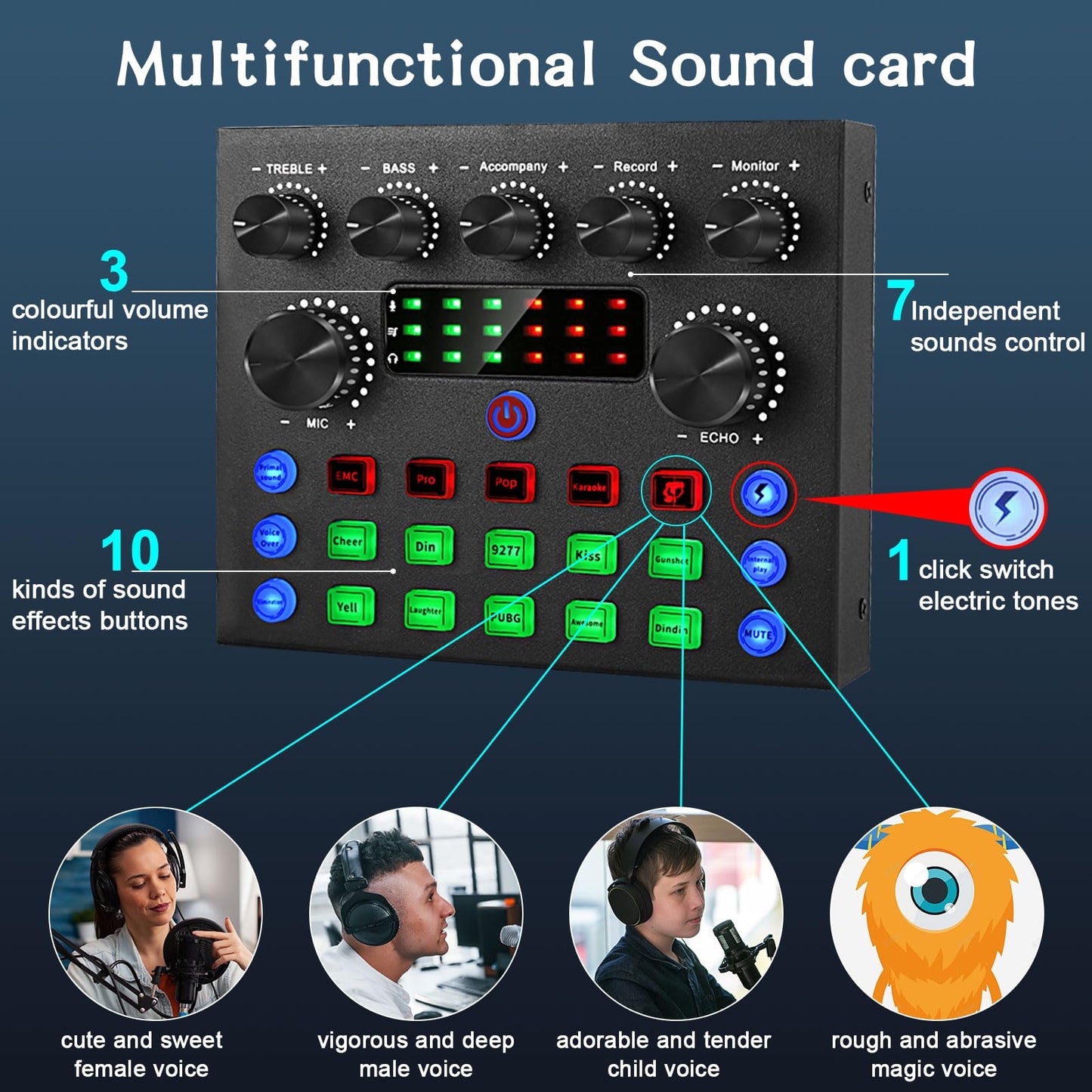 Podcast Equipment Bundle For 2, ALPOWL Audio Interface with Cardioid Designer BM800 Mic for Gamer and All-In-One DJ Mixer, perfect for Live Streaming, Singing, YouTube, Gaming