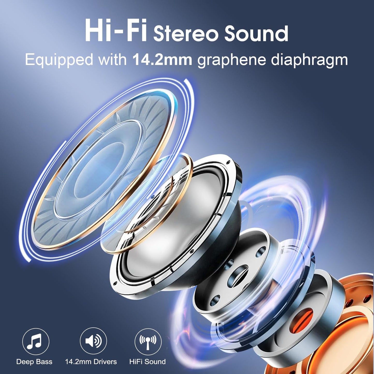 Wireless Earbuds 75hrs Bluetooth 5.4 Headphone Sport, 2025 Bluetooth Earbuds Stereo Deep Bass Over Ear Bud with Earhooks, ENC Noise Cancelling Mic, IPX7 Waterproof Earphone for Workout/Running