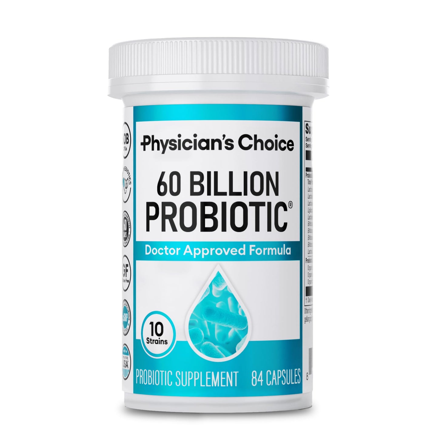 Physician's CHOICE Probiotics 60 billion CFU - 10 Strains + Organic Prebiotics - Immune, Digestive & Gut Health - Supports Occasional Constipation, Diarrhea, Gas & Bloating - for Women & Men - 60ct