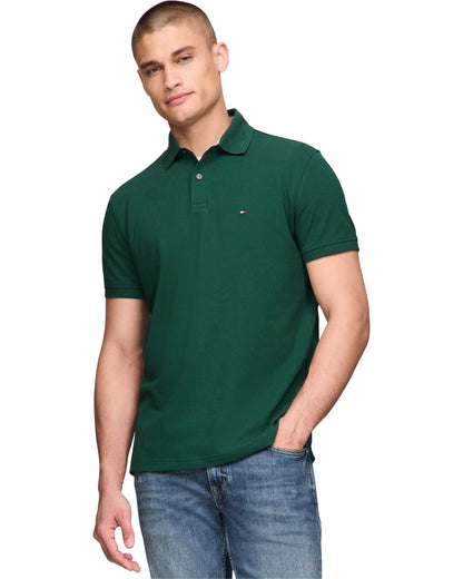 Tommy Hilfiger Men's Short Sleeve Polo Shirts in Slim Fit with Stretch and Organic Pique Cotton