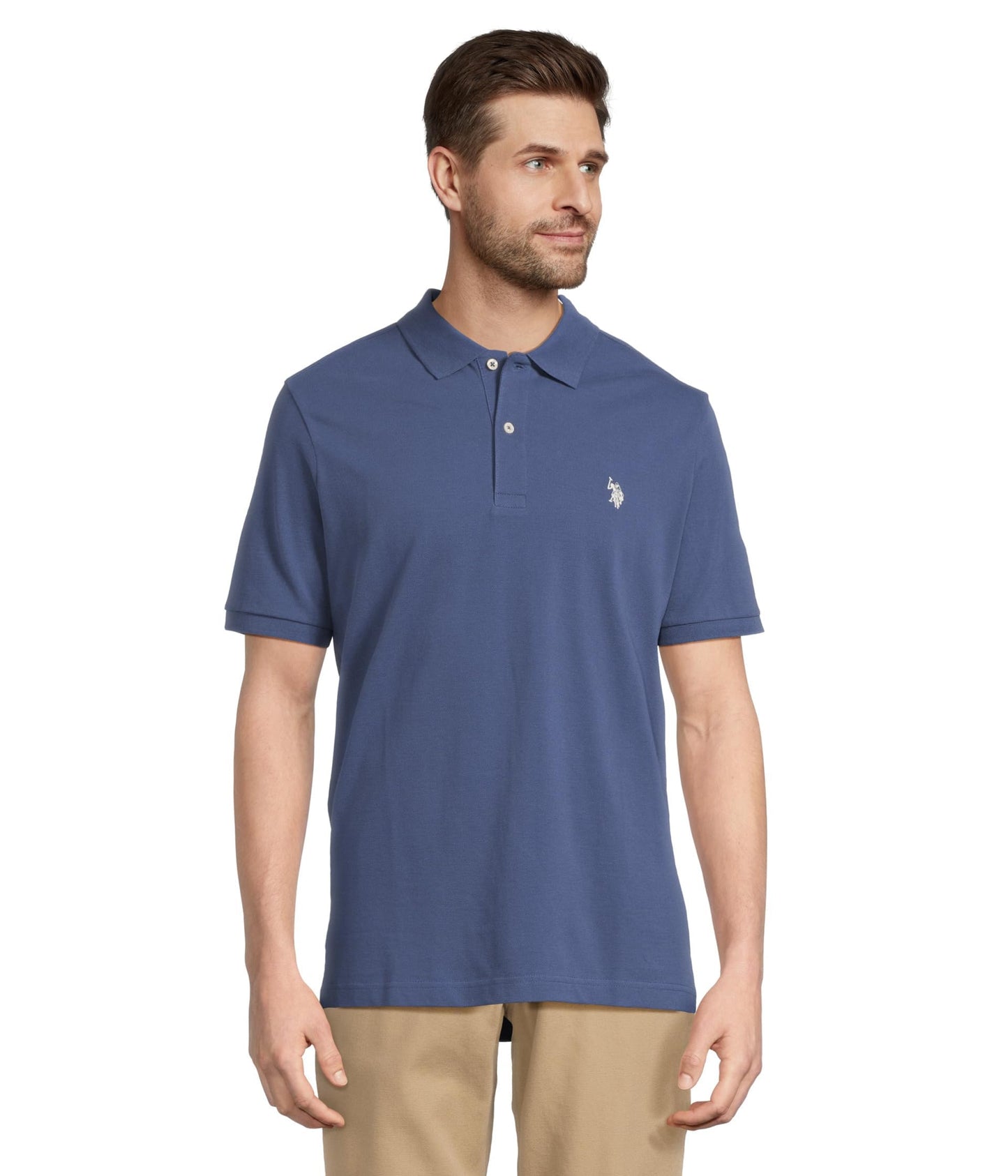 U.S. Polo Assn. Men's Classic Polo Shirt, Two-Button Closure Pique Polo Shirt, Summer Fashion Golf Shirt