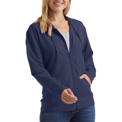 Hanes Women’s Slub Knit Full-Zip Hoodie, Textured Cotton Zip-Up T-Shirt Hoodie for Women