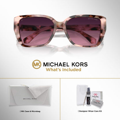 Michael Kors Acadia MK2199 Rectangle Sunglasses for Women + BUNDLE With Designer iWear Complimentary Eyewear Kit