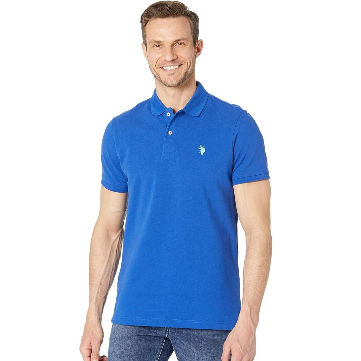 U.S. Polo Assn. Men's Classic Polo Shirt, Two-Button Closure Pique Polo Shirt, Summer Fashion Golf Shirt