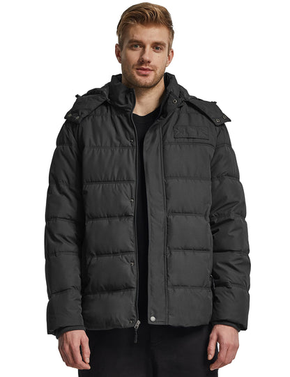 Wantdo Men's Hooded Winter Coat Warm Puffer Jacket Thicken Cotton Coat with Removable Hood