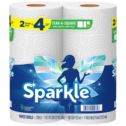 Sparkle Pick-A-Size Paper Towels, 6 Double Rolls = 12 Regular Rolls, Everyday Value Paper Towel With Full And Half Sheets