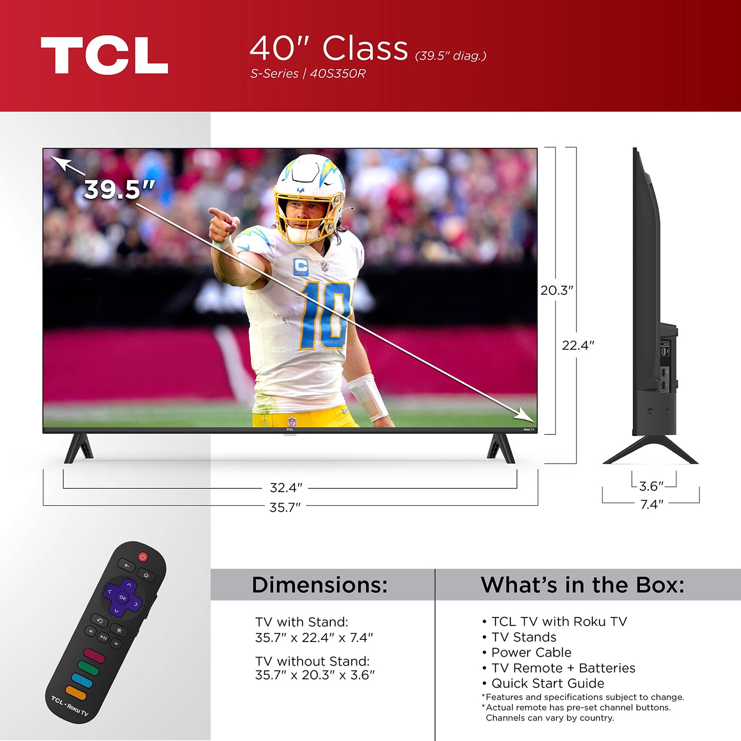 TCL 40-Inch Class S3 1080p LED Smart TV with Roku TV (40S350R, Model), Compatible with Alexa, Google Assistant, and Apple HomeKit Compatibility, Streaming FHD Television,Black