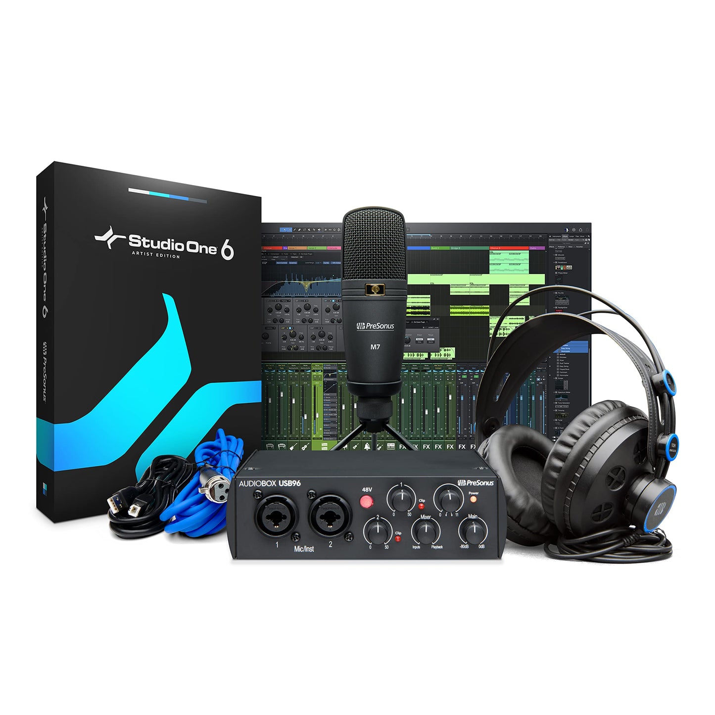 PreSonus AudioBox 96 25th Anniversary Studio Recording Bundle with Studio One Artist DAW Music Production Software