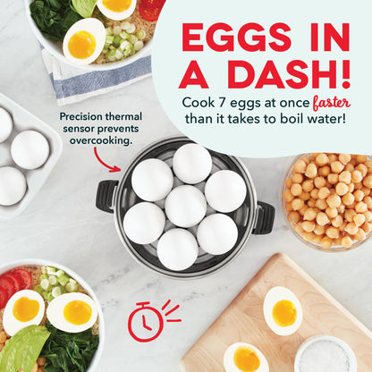 DASH Rapid Egg Cooker: 7 Egg Capacity Electric Egg Cooker for Hard Boiled Eggs, Poached Eggs, Scrambled Eggs, or Omelets with Auto Shut Off Feature - Black