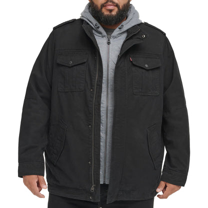 Levi's Men's Washed Cotton Hooded Military Jacket