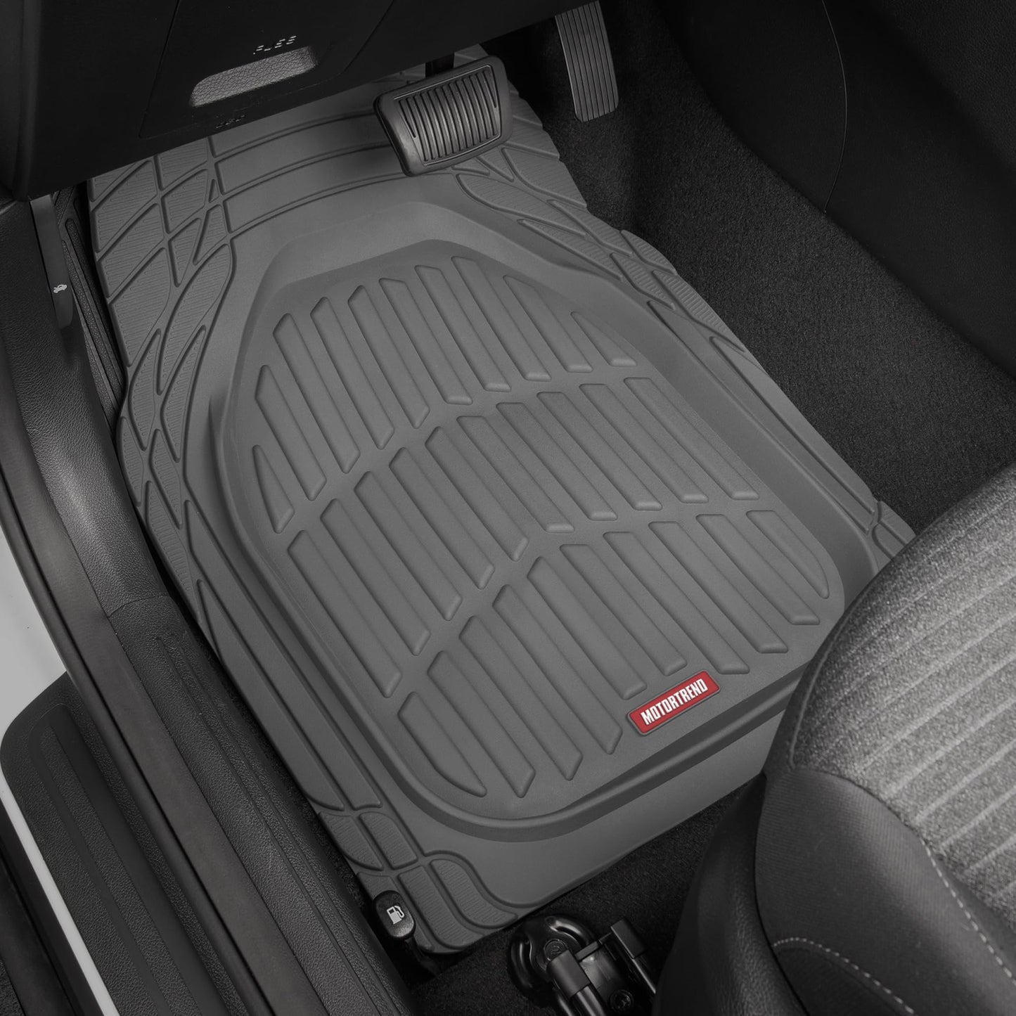 Motor Trend FlexTough Floor Mats for Cars, Deep Dish All-Weather Mats, Waterproof Trim-To Fit Automotive Floor Mats for Cars Trucks SUV, Universal Floor Liner Car Accessories, Black, Full Set