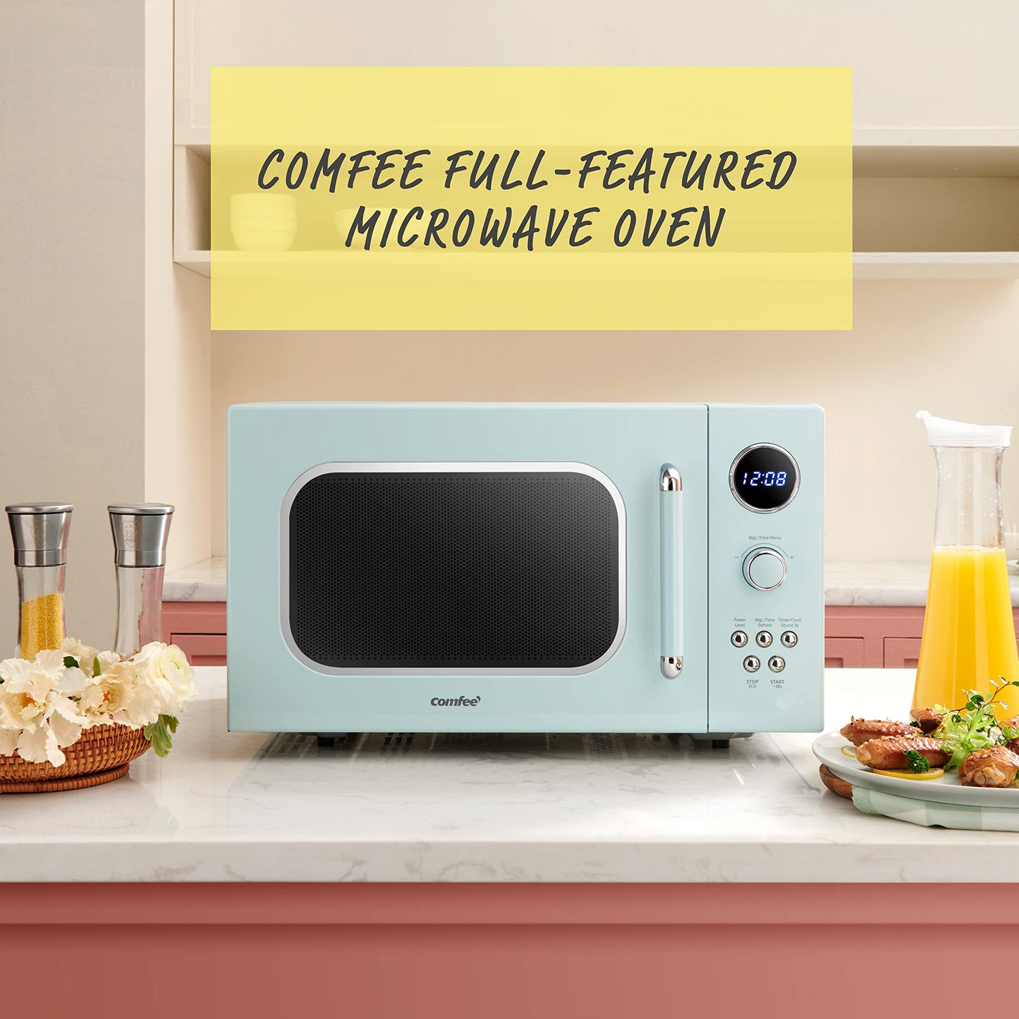 Comfee EM720CPL-PMB Countertop Microwave Oven with Sound On/Off, ECO Mode and Easy One-Touch Buttons, 0.7 Cu Ft, Black