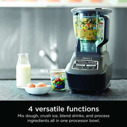 Ninja BL770 Mega Kitchen System, 1500W, 4 Functions for Smoothies, Processing, Dough, Drinks & More, with 72 Blender Pitcher, 64 Processor Bowl, (2) 16-oz. to-Go, Black, with 2 Nutri Cups + Lids