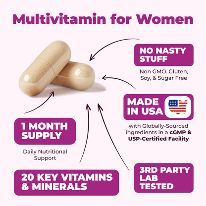 Multivitamin for Men - Daily Men's Multivitamins & Multiminerals with Vitamin A, C, D, E, B12, Zinc & More Essential Vitamins for Men - Mens Vitamins for Energy, Focus, and Mens Health. 60 Capsules